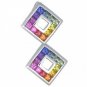 Rainbow Sapphire Double Small Square Pendant 925 Sterling Silver (1.5ct tw) SKU: 525-925