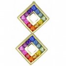 Rainbow Sapphire Double Small Square Pendant 14K Yellow Gold (1.5ct tw) SKU: 525-14K-YG