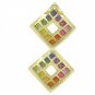 Rainbow Sapphire Double Small Square Pendant 14K Yellow Gold (1.5ct tw) SKU: 525-14K-YG