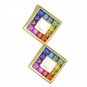 Rainbow Sapphire Double Small Square Pendant 18K Yellow Gold (1.5ct tw) SKU: 525-18K-YG