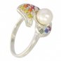 Rainbow Sapphire & Pearl Majestic Queens Ring 925 Sterling Silver (1/2ct tw) SKU: 1467-925