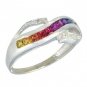 Rainbow Sapphire & Diamond Classic Twist Ring 14K White Gold (0.69ct tw) SKU: 1456-14K-WG