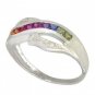 Rainbow Sapphire & Diamond Classic Twist Ring 14K White Gold (0.69ct tw) SKU: 1456-14K-WG