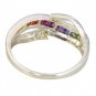 Rainbow Sapphire & Diamond Classic Twist Ring 14K White Gold (0.69ct tw) SKU: 1456-14K-WG