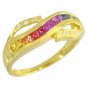 Rainbow Sapphire & Diamond Classic Twist Ring 14K Yellow Gold (0.69ct tw) SKU: 1456-14K-YG