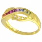 Rainbow Sapphire & Diamond Classic Twist Ring 14K Yellow Gold (0.69ct tw) SKU: 1456-14K-YG