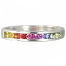 Multicolor Rainbow Sapphire Half Eternity Band Ring 925 Sterling SIlver (1ct tw) SKU: 892-925