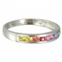 Multicolor Rainbow Sapphire Half Eternity Band Ring 925 Sterling SIlver (1ct tw) SKU: 892-925