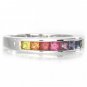 Multicolor Rainbow Sapphire Half Eternity Band Ring 14K White Gold (1ct tw) SKU: 892-14K-WG