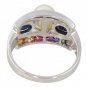 Rainbow Sapphire & Pearl with Blue Sapphire Cluster Ring 925 Sterling Silver (3ct tw) SKU: 1429-925