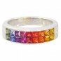 Multicolor Rainbow Sapphire & Diamond Invisible Set Ring 14K White Gold (2.02ct tw) SKU: 435-14K-WG