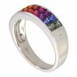 Multicolor Rainbow Sapphire & Diamond Invisible Set Ring 14K White Gold (2.02ct tw) SKU: 435-14K-WG