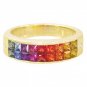 Multicolor Rainbow Sapphire & Diamond Invisible Set Ring 14K Yellow Gold (2.02ct tw) SKU: 435-14K-YG