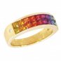 Multicolor Rainbow Sapphire & Diamond Invisible Set Ring 14K Yellow Gold (2.02ct tw) SKU: 435-14K-YG
