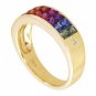 Multicolor Rainbow Sapphire & Diamond Invisible Set Ring 14K Yellow Gold (2.02ct tw) SKU: 435-14K-YG
