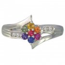 Multicolor Rainbow Sapphire & Diamond Fashion Ring 14K White Gold (3/4ct tw) SKU: 1599-14K-WG