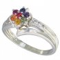 Multicolor Rainbow Sapphire & Diamond Fashion Ring 14K White Gold (3/4ct tw) SKU: 1599-14K-WG