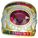 Rainbow Sapphire & Tourmaline With Diamond Ring 18K Yellow Gold (6.87ct tw) SKU: 444-18K-YG
