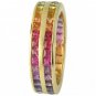 Multicolor Rainbow Sapphire Double Row Eternity Ring 14K Yellow Gold (11ct tw) SKU: 459-14K-YG