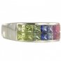 Multicolor Rainbow Sapphire Ring Invisible Set 18K White Gold (3.4ct tw) SKU: 1125-18K-WG