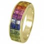 Multicolor Rainbow Sapphire Ring Invisible Set 18K Yellow Gold (3.4ct tw) SKU: 1125-18K-YG
