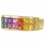 Multicolor Rainbow Sapphire Ring Invisible Set 18K Yellow Gold (3.4ct tw) SKU: 1125-18K-YG