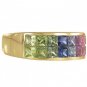 Multicolor Rainbow Sapphire Ring Invisible Set 18K Yellow Gold (3.4ct tw) SKU: 1125-18K-YG