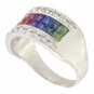 Rainbow Sapphire & Diamond Invisible Set Band Ring 14K White Gold (2.25ct tw) SKU: 1494-14K-WG
