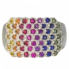 Rainbow Sapphire Womens Fashion Ring 925 Sterling Silver (3/4ct tw) SKU: 1597-925