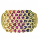Rainbow Sapphire Womens Fashion Ring 14K Yellow Gold (3/4ct tw) SKU: 1597-14K-YG