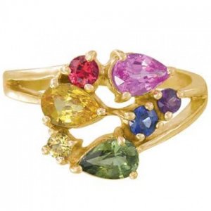 Rainbow Sapphire Multicolor Fireworks Ring 14K Yellow Gold (1.5ct tw) SKU: 1601-14K-YG