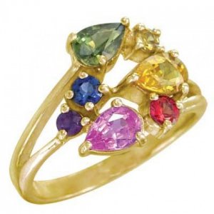 Rainbow Sapphire Multicolor Fireworks Ring 18K Yellow Gold (1.5ct tw) SKU: 1601-18K-YG