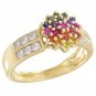 Rainbow Sapphire & Diamond Classic Womens Ring 14K Yellow Gold (0.69ct tw) SKU: 1592-14K-YG