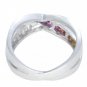 Multicolor Rainbow Sapphire & Diamond Crossover Ring 14K White Gold (1.5ct tw) SKU: 398-14K-WG