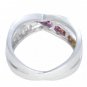 Multicolor Rainbow Sapphire & Diamond Crossover Ring 18K White Gold (1.5ct tw) SKU: 398-18K-WG