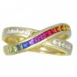 Multicolor Rainbow Sapphire & Diamond Crossover Ring 18K Yellow Gold (1.5ct tw) SKU: 398-18K-YG