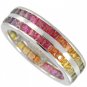 Multicolor Rainbow Sapphire Double Row Eternity Ring 18K White Gold (8ct tw) SKU: 387-18K-WG