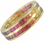 Multicolor Rainbow Sapphire Double Row Eternity Ring 14K Yellow Gold (8ct tw) SKU: 387-14K-YG