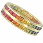 Multicolor Rainbow Sapphire Double Row Eternity Ring 14K Yellow Gold (8ct tw) SKU: 387-14K-YG