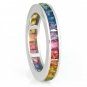 Multicolor Rainbow Sapphire Eternity Ring 18K White Gold (4ct tw) SKU: 894-18K-WG