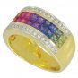 Rainbow Sapphire & Diamond Invisible Set Band Ring 18K Yellow Gold (4.3ct tw) SKU: 1532-18K-YG