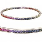 Rainbow Sapphire Eternity Oval Bangle 925 Sterling Silver (8ct tw) SKU: 1520-925