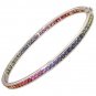 Rainbow Sapphire Eternity Oval Bangle 925 Sterling Silver (8ct tw) SKU: 1520-925