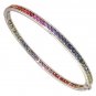 Rainbow Sapphire Eternity Oval Bangle 925 Sterling Silver (8ct tw) SKU: 1520-925