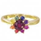 Multicolor Rainbow Sapphire & Ruby Cluster Ring 14K Yellow Gold (1.23ct tw) SKU: 1549-14K-YG
