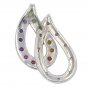 Rainbow Sapphire & Diamond Teardrop Pendant 925 Sterling Silver (0.92ctw) SKU: 1566-925