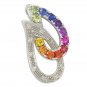 Rainbow Sapphire & Diamond Teardrop Pendant 14K White Gold (0.92ctw) SKU: 1566-14K-WG