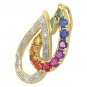 Rainbow Sapphire & Diamond Teardrop Pendant 14K Yellow Gold (0.92ctw) SKU: 1566-14K-YG