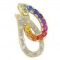 Rainbow Sapphire & Diamond Teardrop Pendant 14K Yellow Gold (0.92ctw) SKU: 1566-14K-YG