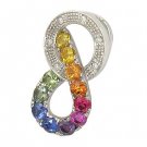 Rainbow Sapphire & Diamond Round Friendship Pendant 925 Sterling Silver(1.28ctw) SKU: 1568-925